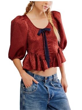 Free People Pamela Bow Top in Spiced Rum NWT